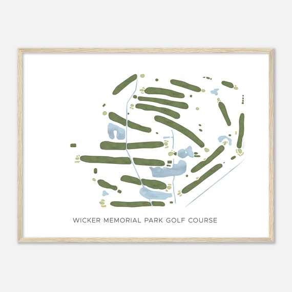 Wicker Memorial Park Golf Course Indiana Modern Watercolor Map Golfer Gift Golf Wall Art Golf Poster Print Course Layout