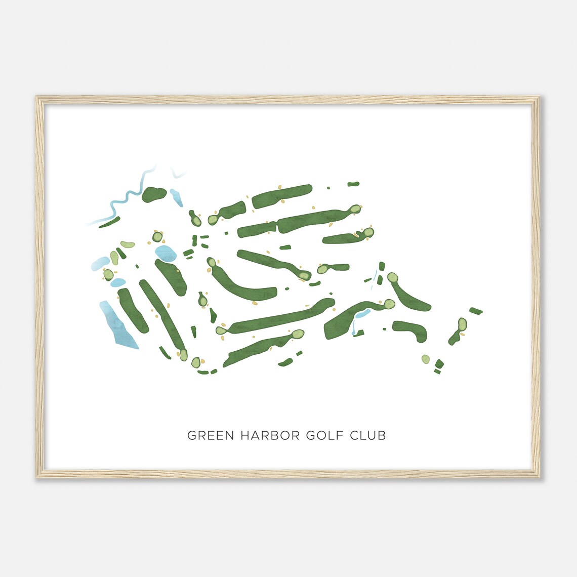 Green Harbor Golf Club Massachusetts Modern Watercolor Map Golfer Gift Golf Wall Art Golf Poster Print Course Layout