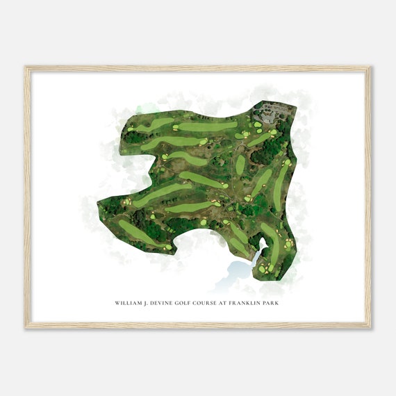William J Devine Golf Course At Franklin Park Massachusetts Classic Watercolor Map Golfer Gift Golf Wall Art Golf Poster Print