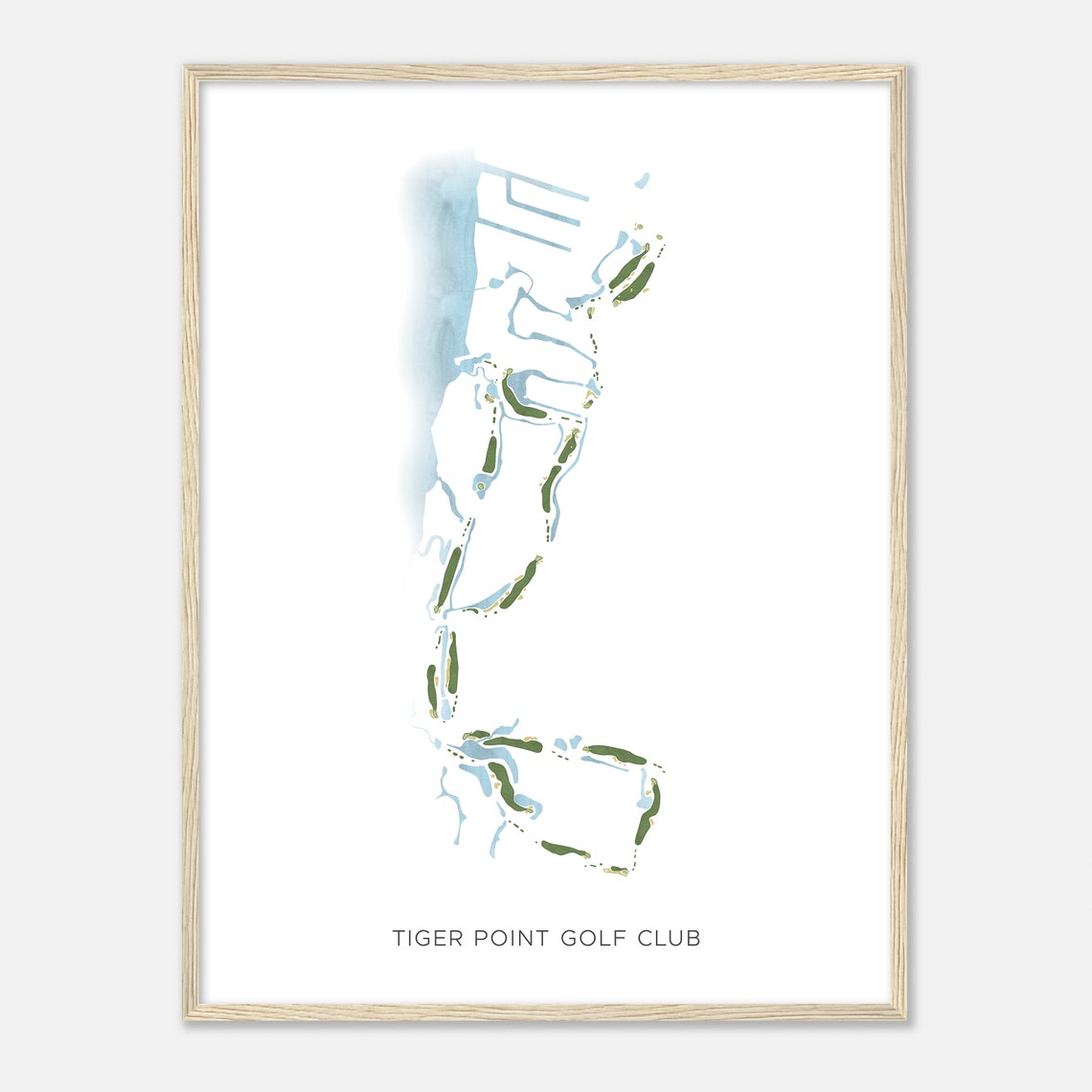 Tiger Point Golf Club Modern Watercolor Golf Course Map Poster - Image 2