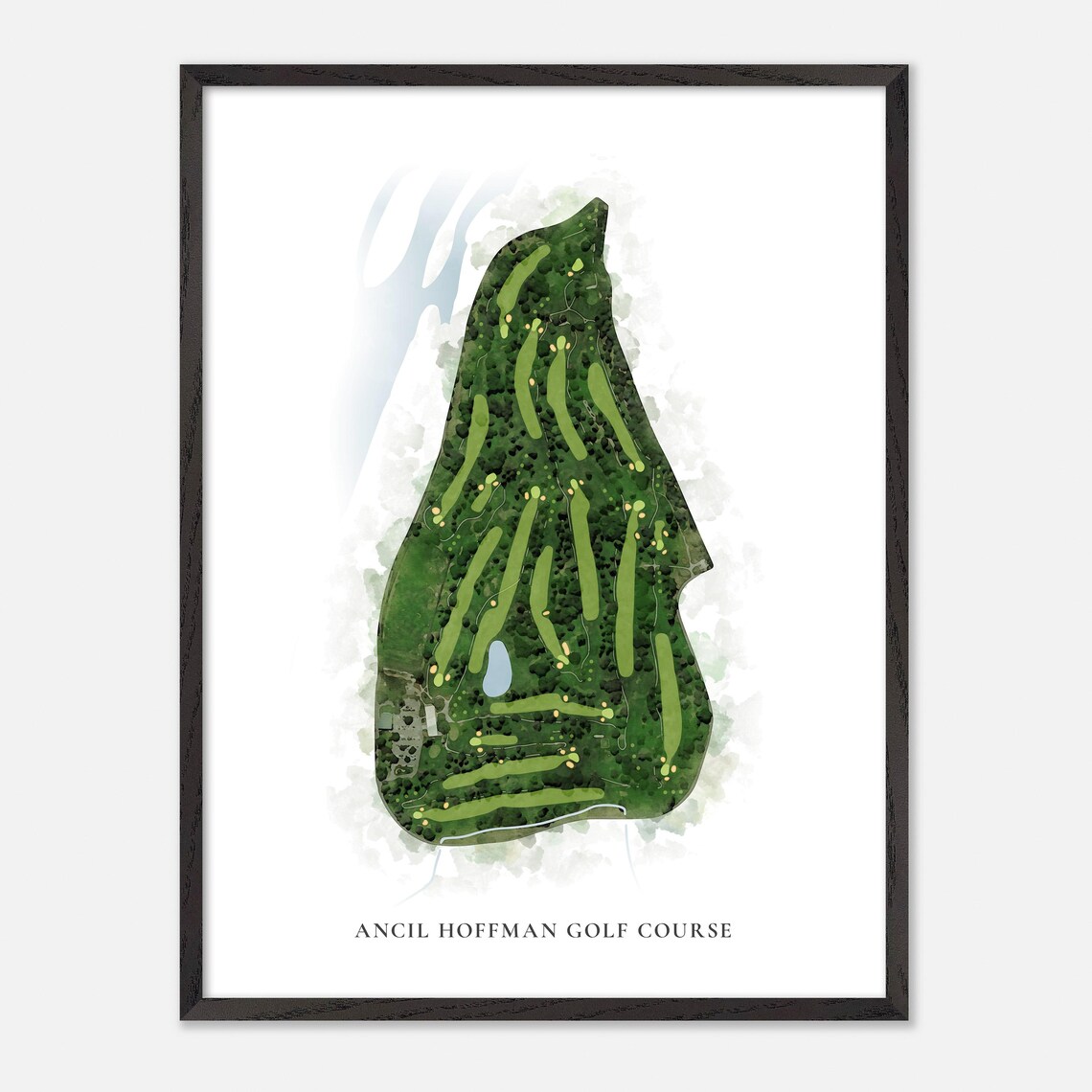 Ancil Hoffman Golf Course Carmichael California Classic Watercolor Golf Map Poster - Image 3
