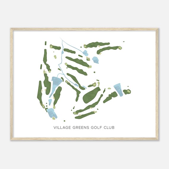 Village Greens Golf Club South Carolina Modern Watercolor Map Golf Poster