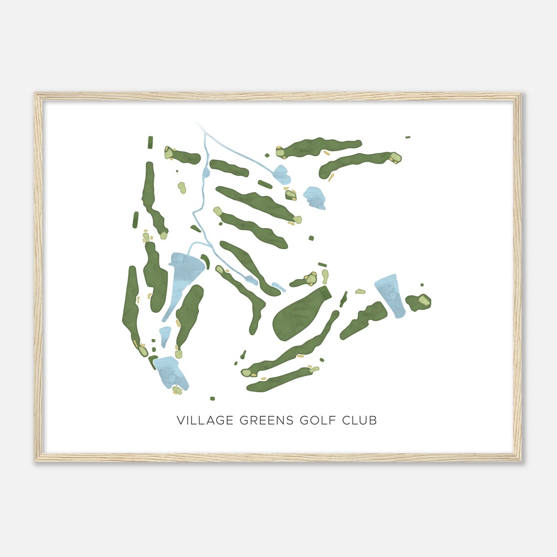 Village Greens Golf Club South Carolina Modern Watercolor Map Golf Poster
