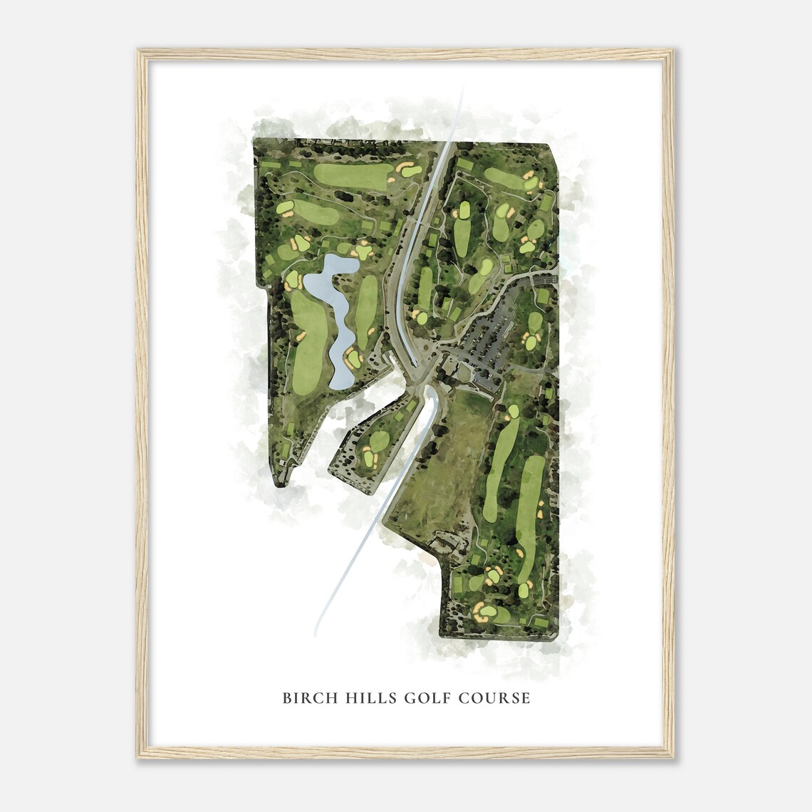Birch Hills Golf Course California Classic Watercolor Map Golfer Gift Golf Wall Art Golf Poster Print Course Layout - Image 2