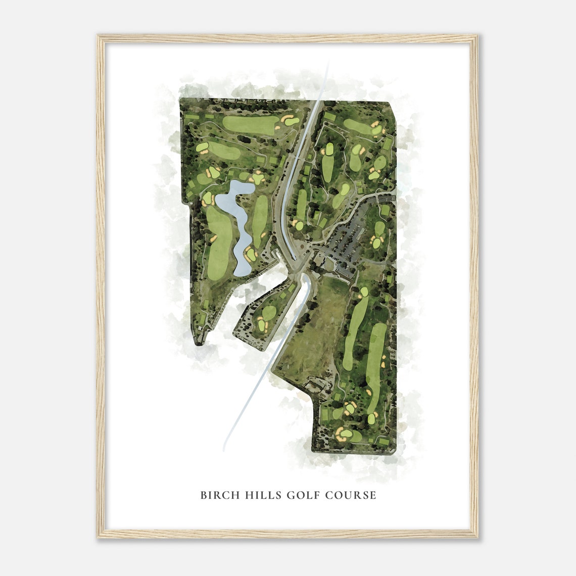 Birch Hills Golf Course Watercolor Course Map Golfer Gift Wall Art - Image 2
