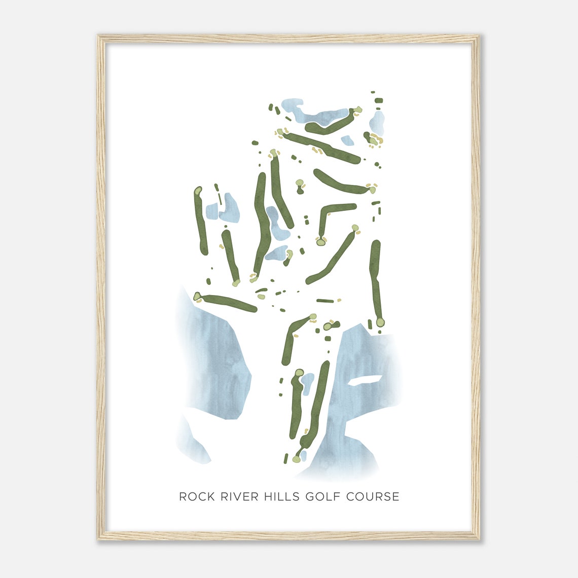 Rock River Hills Golf Course Wisconsin Modern Watercolor Map Golfer Gift Golf Wall Art Golf Poster Print Course Layout