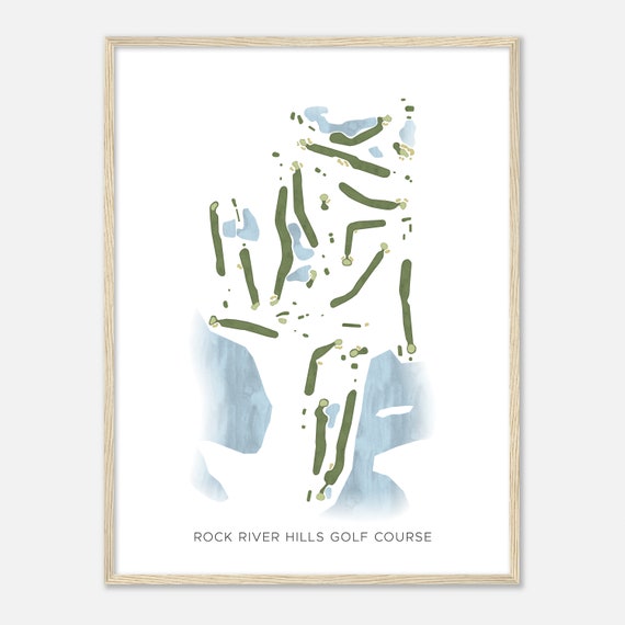Rock River Hills Golf Course Wisconsin Modern Watercolor Map Golfer Gift Golf Wall Art Golf Poster Print Course Layout