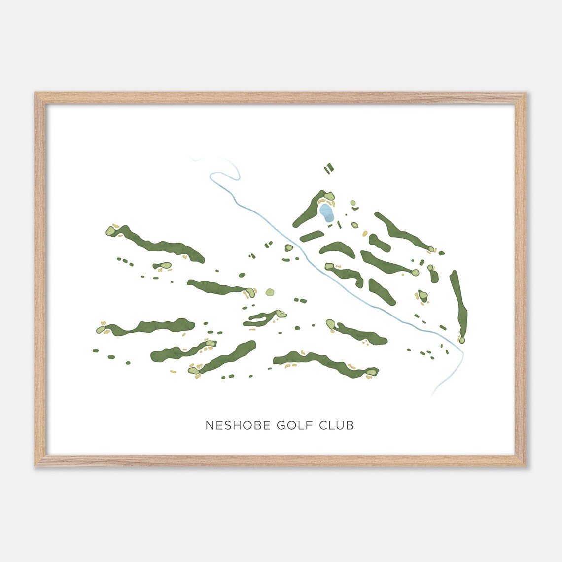 Neshobe Golf Club Vermont Minimalist Modern Watercolor Map Poster