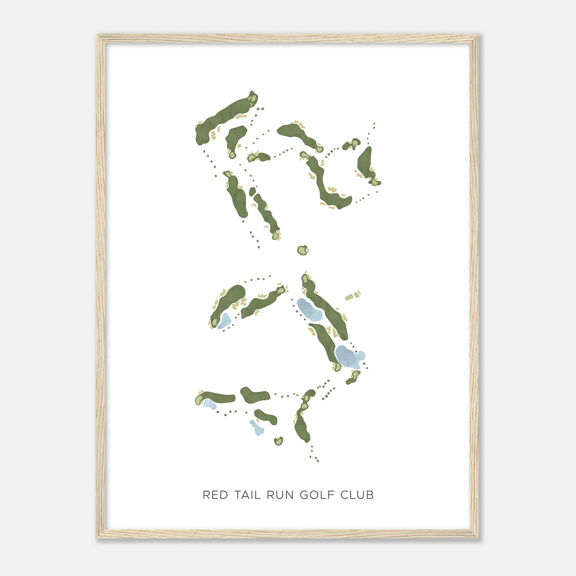 Red Tail Run Golf Club Illinois Modern Watercolor Course Map Poster