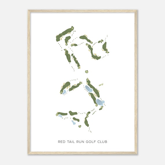 Red Tail Run Golf Club Illinois Modern Watercolor Map Golfer Gift Golf Wall Art Golf Poster Print Course Layout