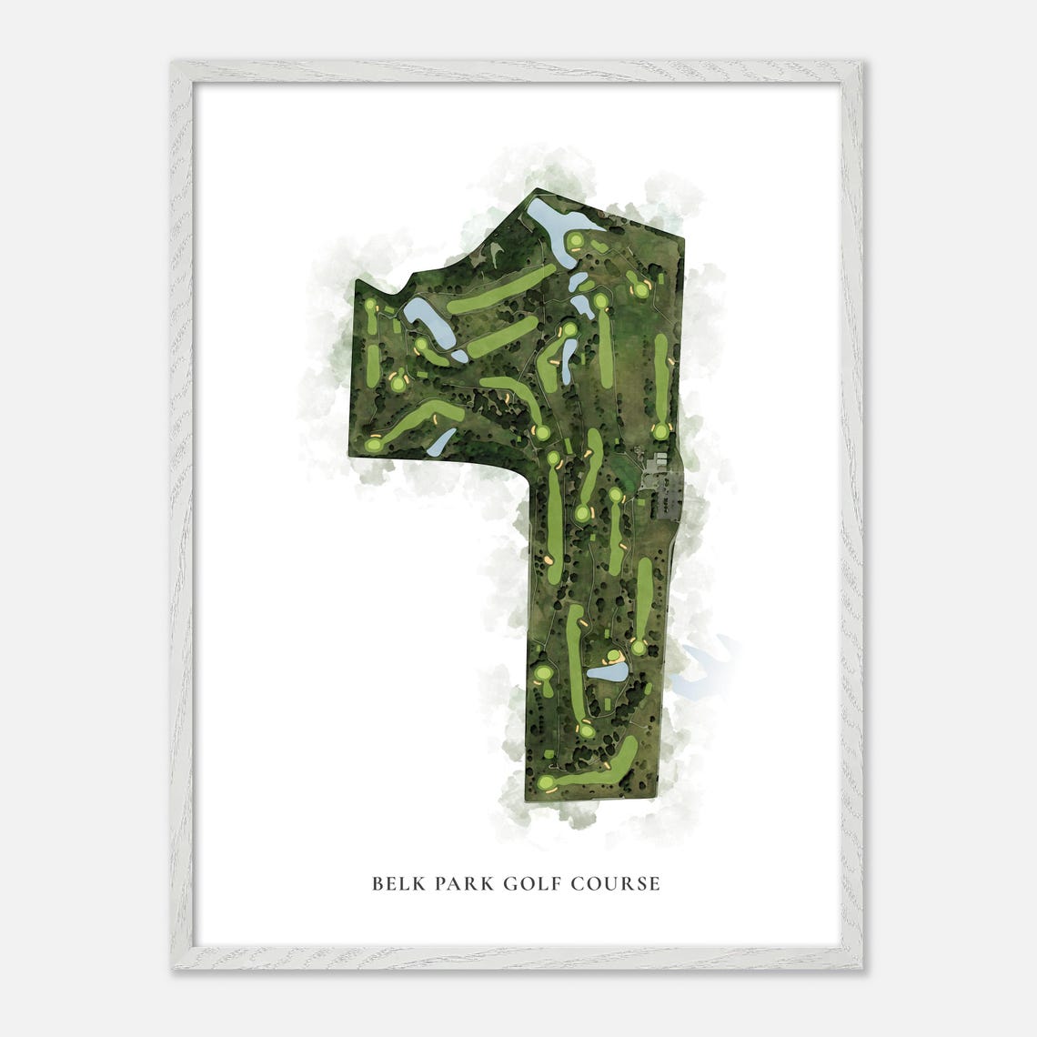 Belk Park Golf Course Classic Watercolor Aerial Map Art Poster - Image 2