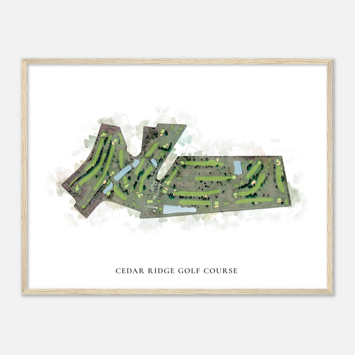 Cedar Ridge Golf Course Classic Watercolor Aerial Course Map Poster - Image 2