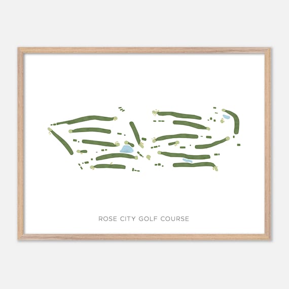 Rose City Golf Course Oregon Modern Minimalist Golf Map Poster