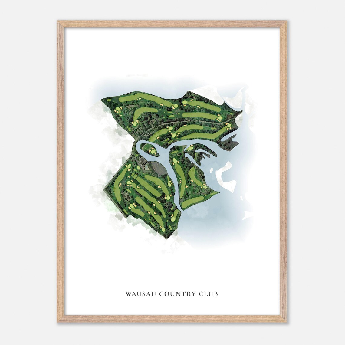 Wausau Country Club Schofield Wisconsin Classic Watercolor Map Poster - Image 2