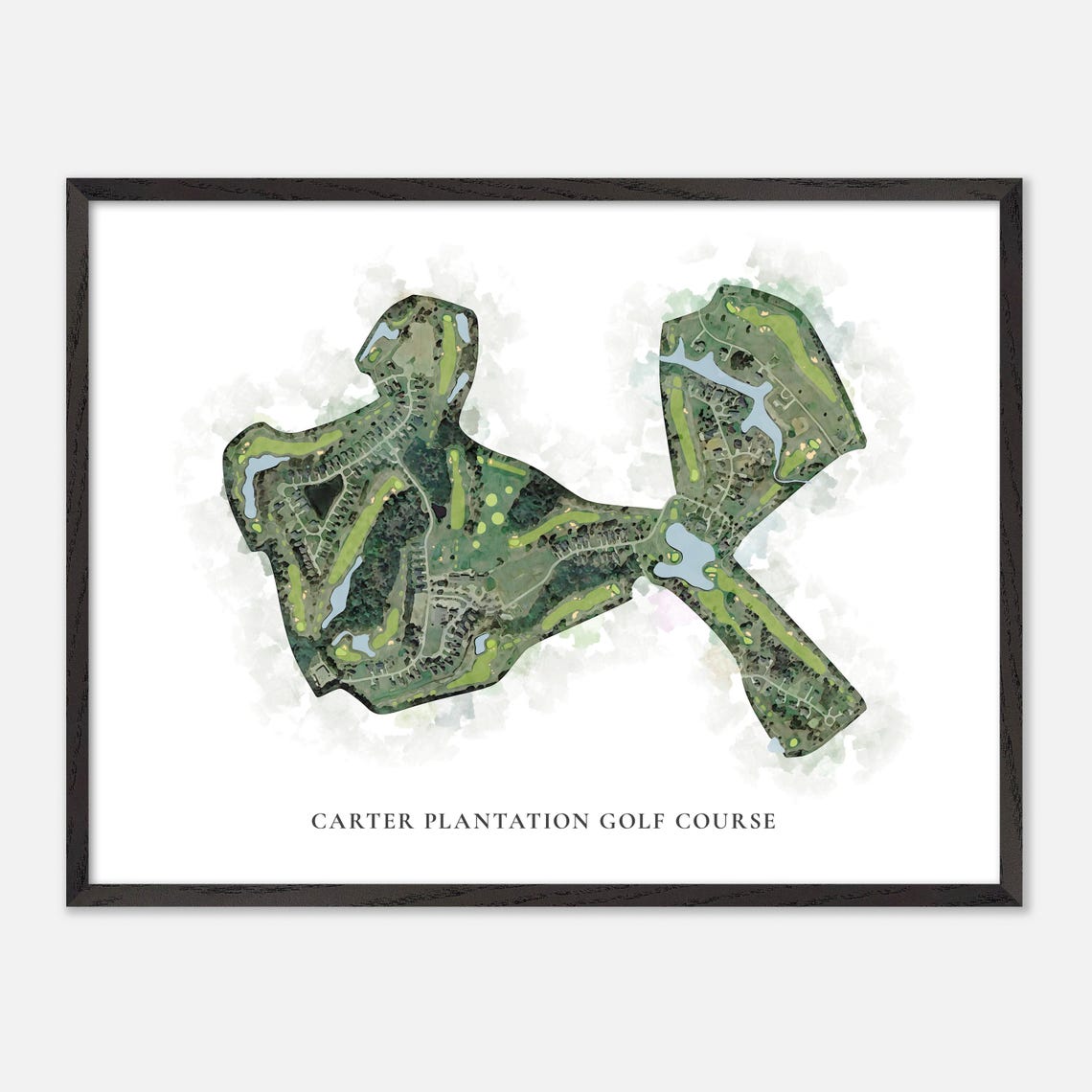 Carter Plantation Golf Course Watercolor Aerial Layout Map Poster - Image 5