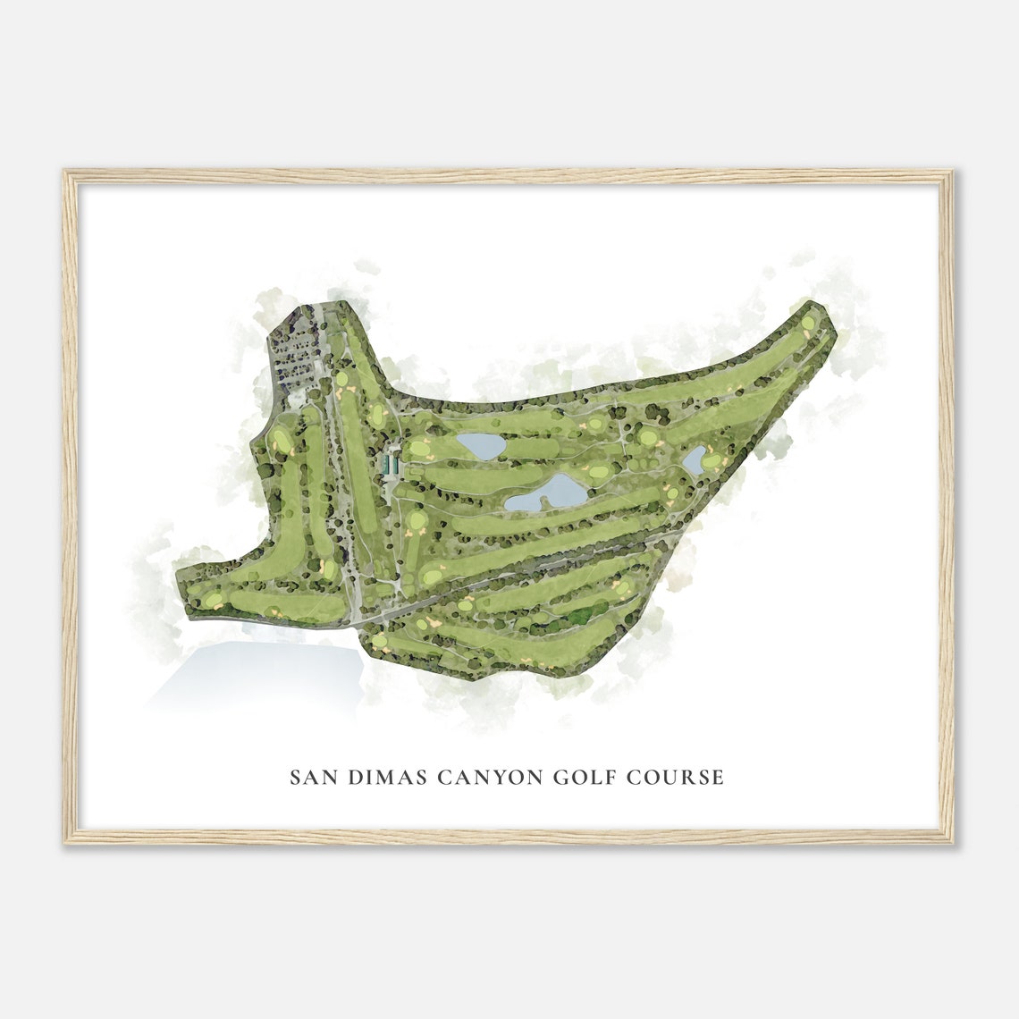 San Dimas Canyon Golf Course Classic Watercolor Aerial Map Gift Poster