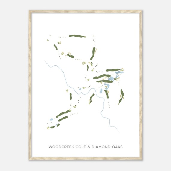 Woodcreek Golf Diamond Oaks California Modern Watercolor Map Golfer Gift Golf Wall Art Golf Poster Print Course Layout