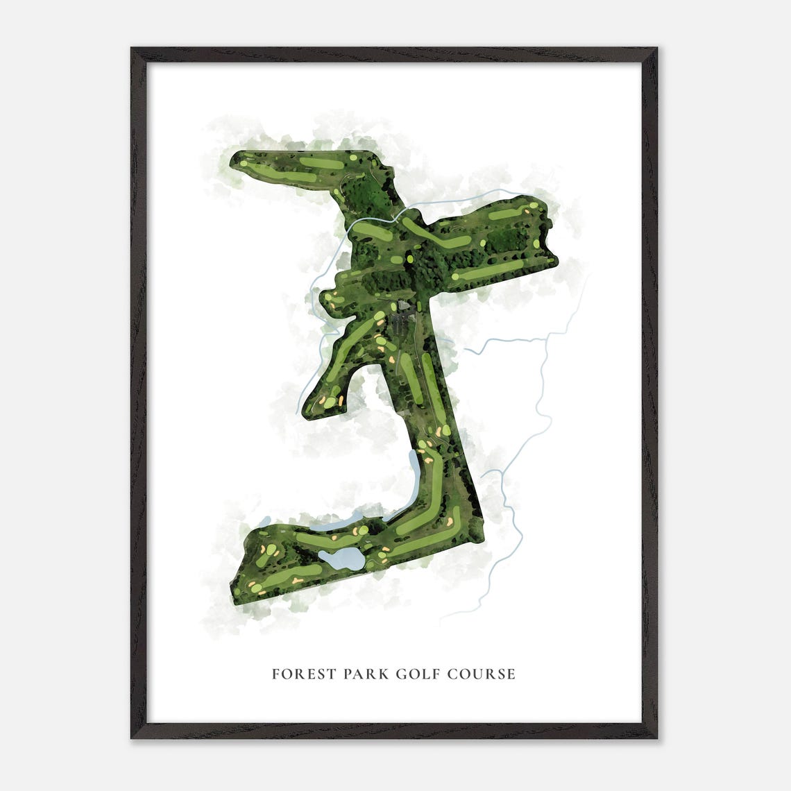 Forest Park Golf Course Watercolor Map Art Golfer Gift Poster - Image 3