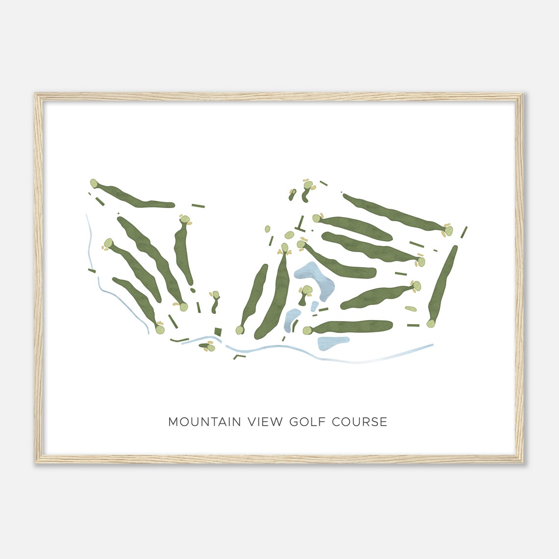 Mountain View Golf Course Utah Modern Watercolor Golf Map Print