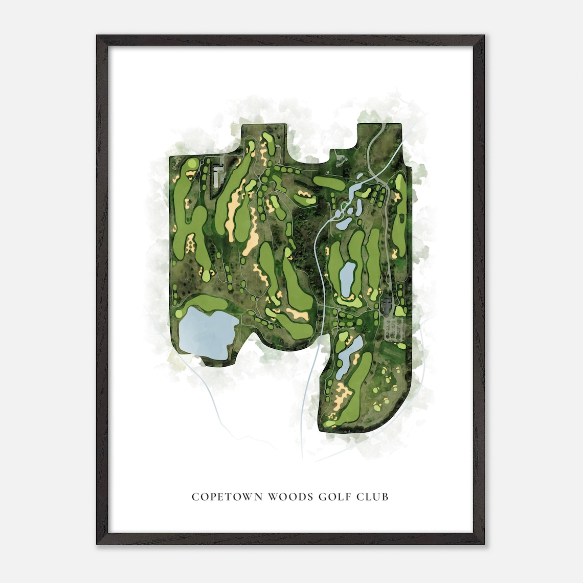 Copetown Woods Golf Club Classic Watercolor Aerial Map Poster - Image 2