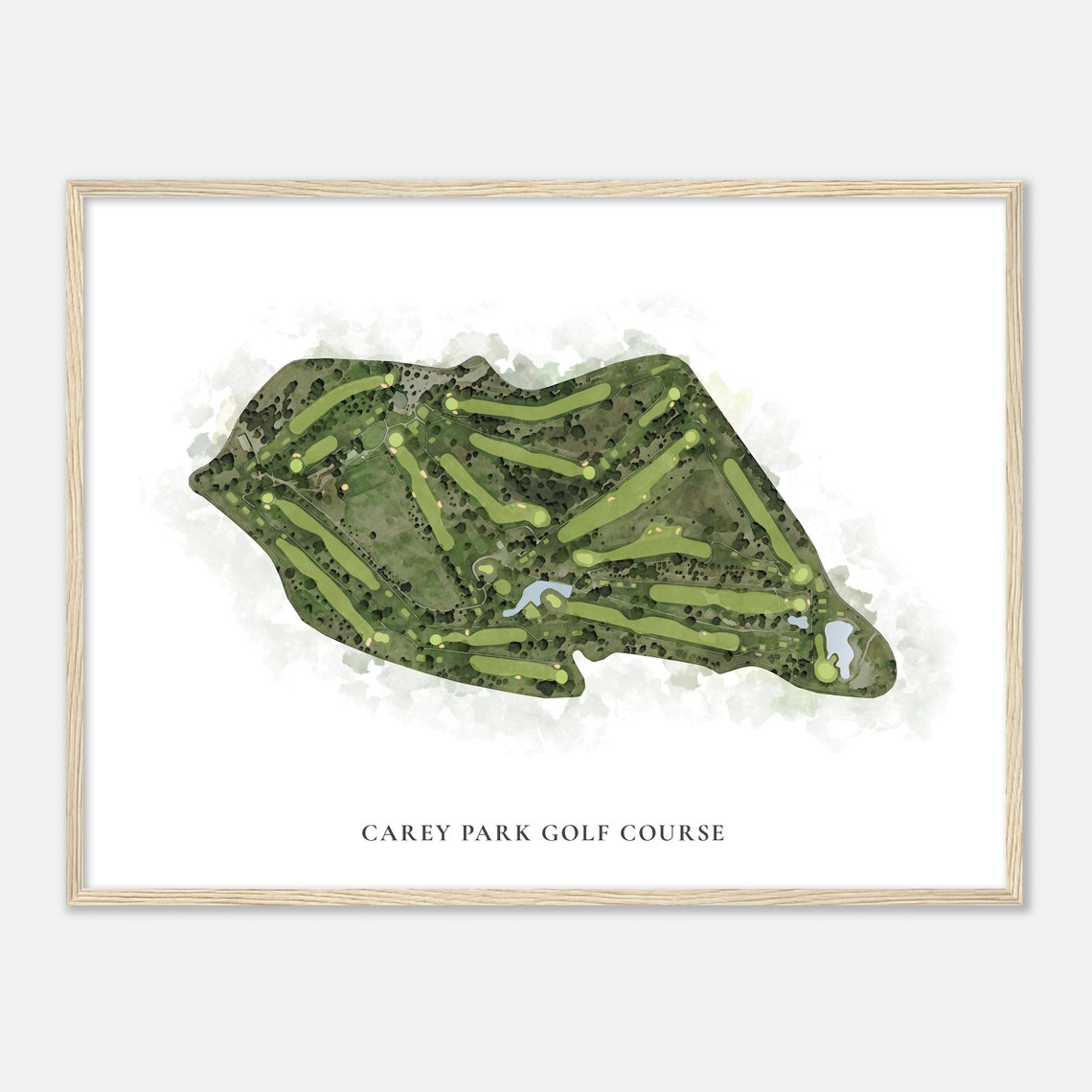 Carey Park Golf Course Kansas Classic Watercolor Course Map Poster - Image 2