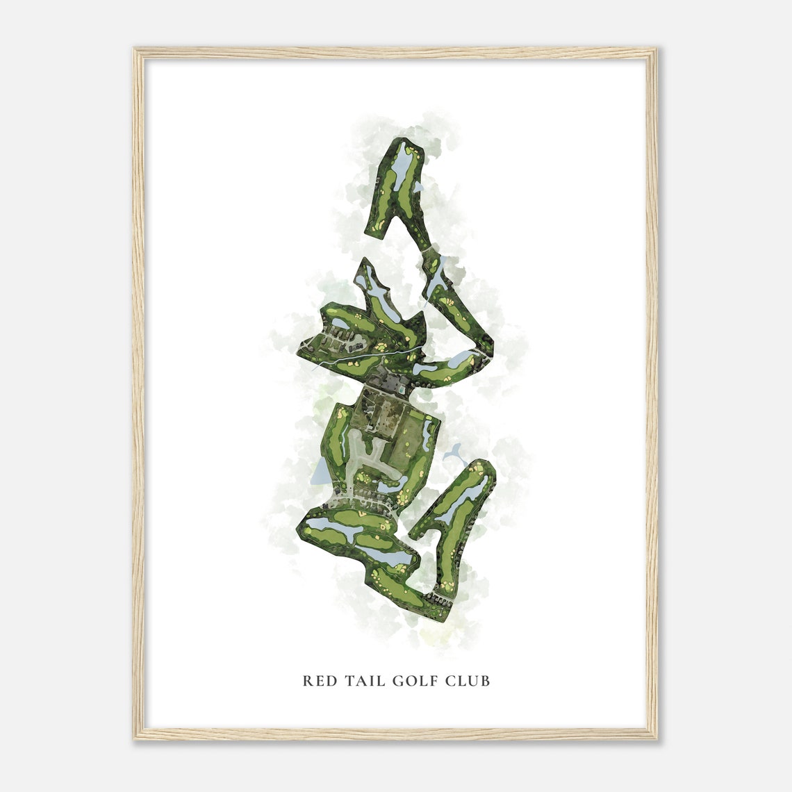 Red Tail Golf Club Classic Watercolor Aerial Course Map Wall Art - Image 2