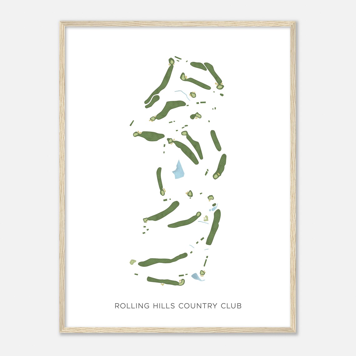 Rolling Hills Country Club Watercolor Map Minimalist Golf Wall Poster - Image 2