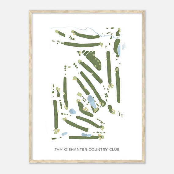 Tam Oshanter Country Club Michigan Modern Watercolor Map Golfer Gift Golf Wall Art Golf Poster Print Course Layout