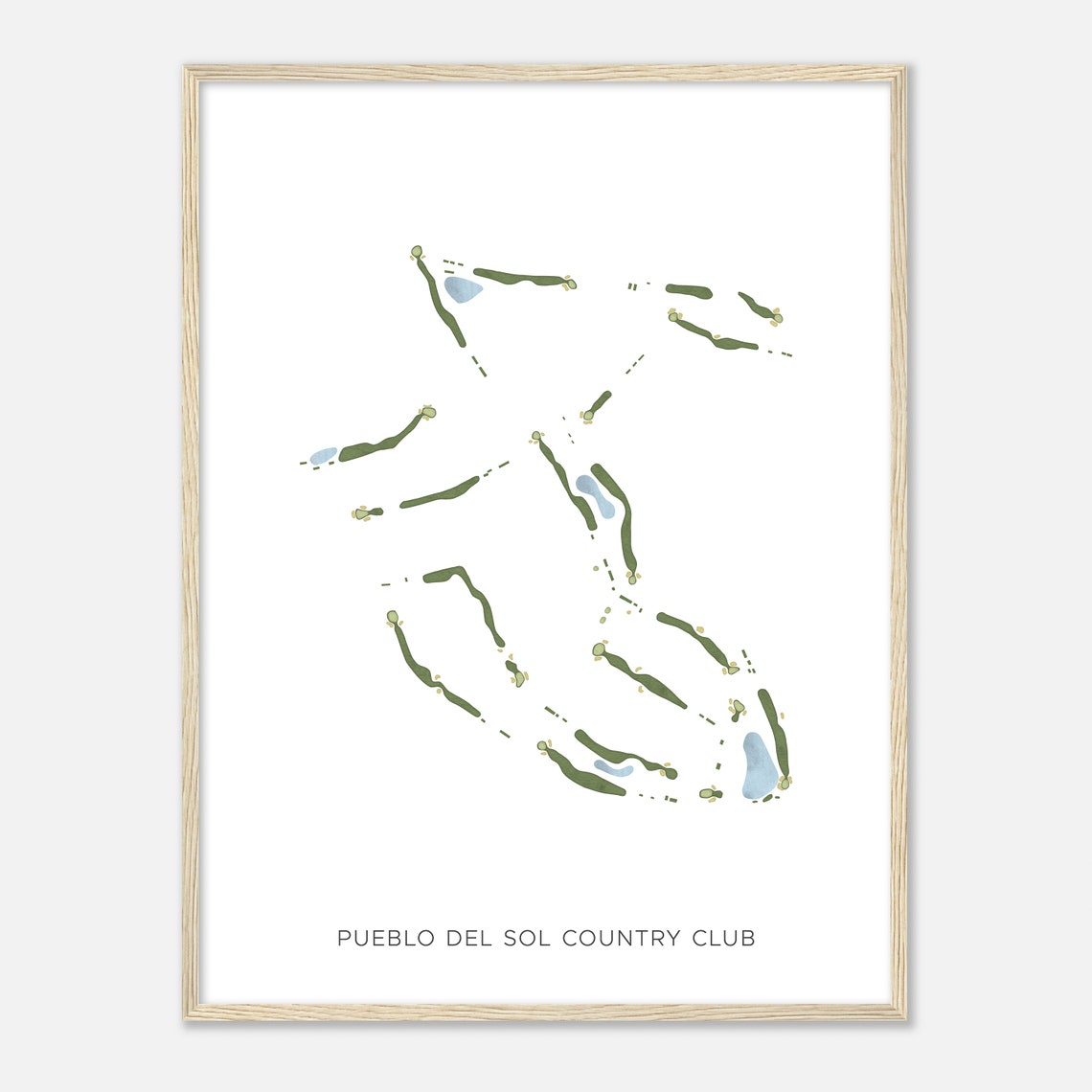 Pueblo Del Sol Country Club Modern Watercolor Golf Course Map Wall Art - Image 2