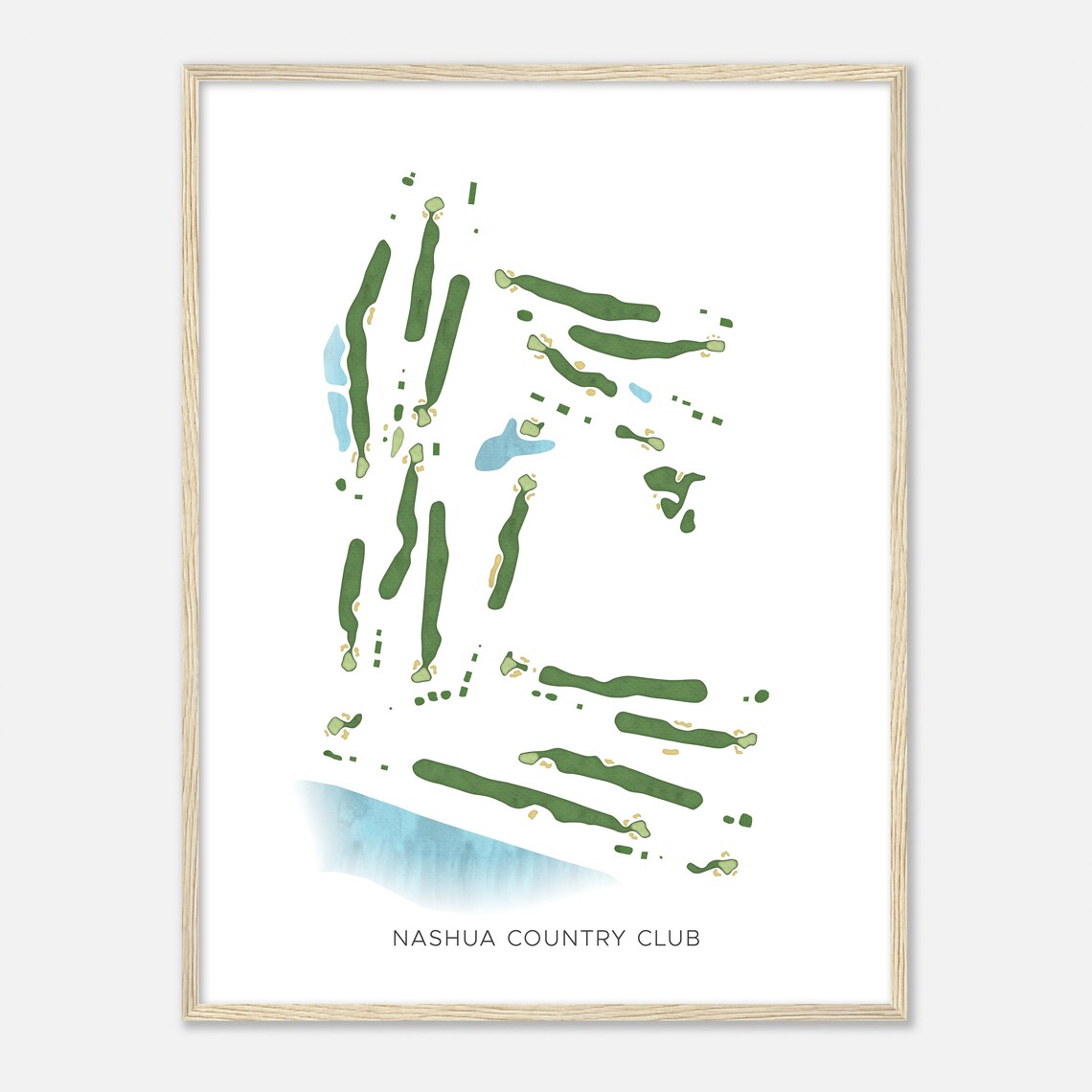 Nashua Country Club Modern Watercolor Minimalist Course Map Poster