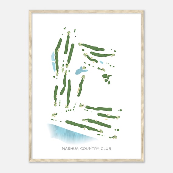 Nashua Country Club New Hampshire Modern Watercolor Map Golfer Gift Golf Wall Art Golf Poster Print Course Layout