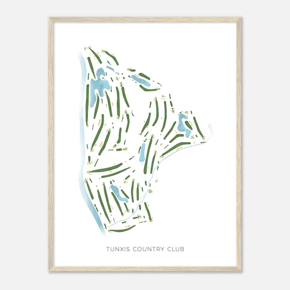 Tunxis Country Club Connecticut Modern Watercolor Course Map Poster