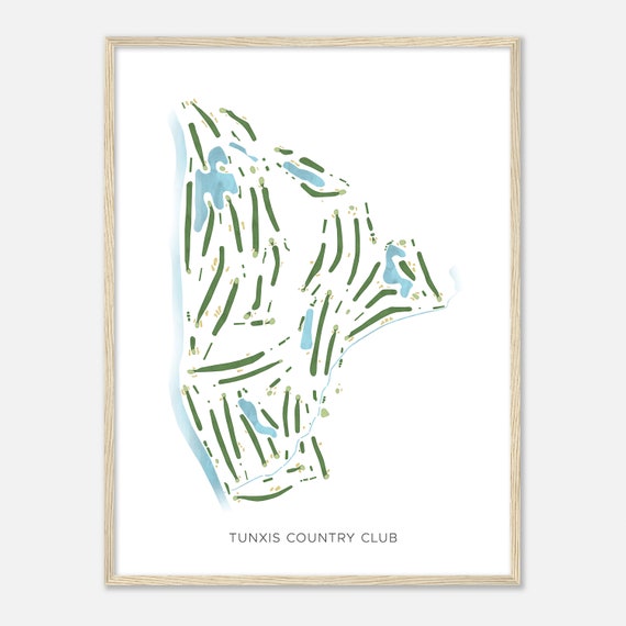 Tunxis Country Club Connecticut Modern Watercolor Map Golfer Gift Golf Wall Art Golf Poster Print Course Layout