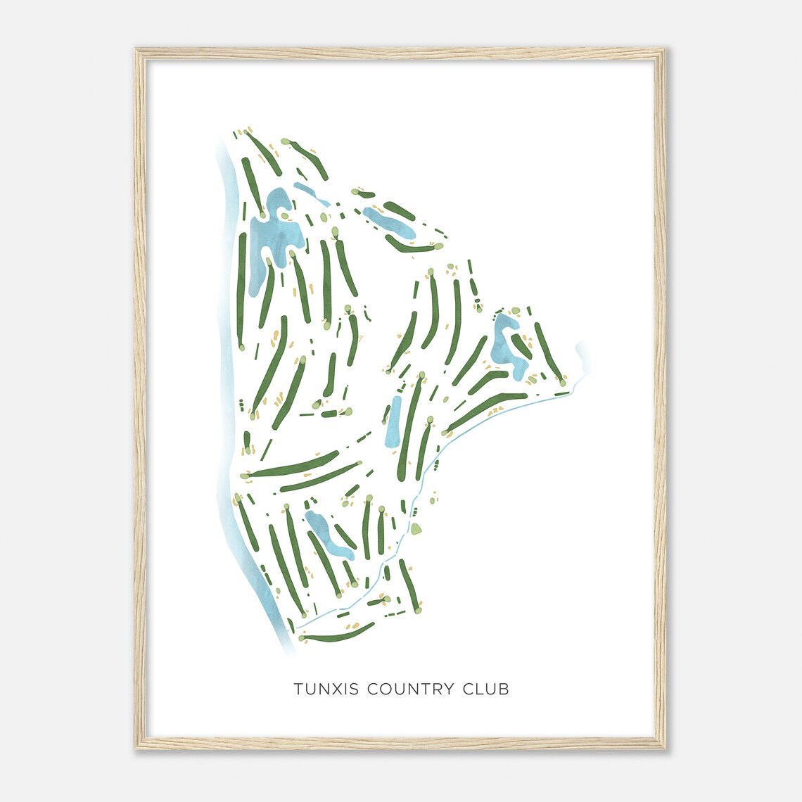 Tunxis Country Club Connecticut Modern Watercolor Course Map Poster