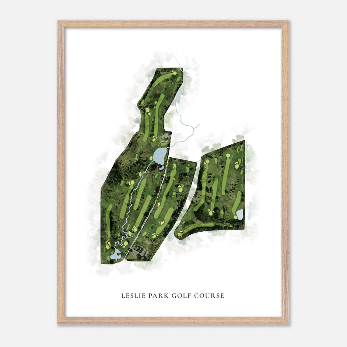 Leslie Park Golf Course Classic Watercolor Aerial Map Poster - Image 6