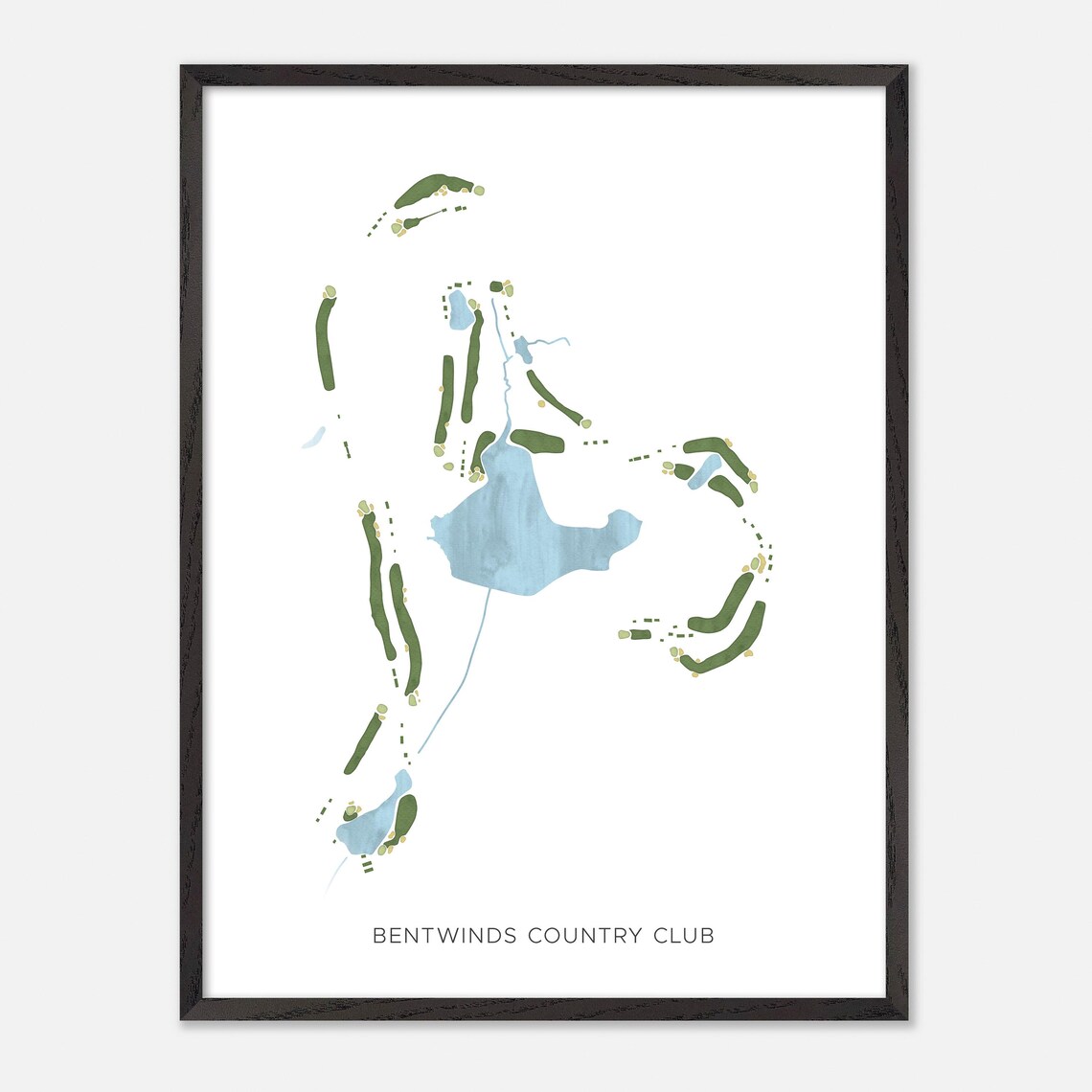 Bentwinds Country Club North Carolina Modern Watercolor Map Poster - Image 3