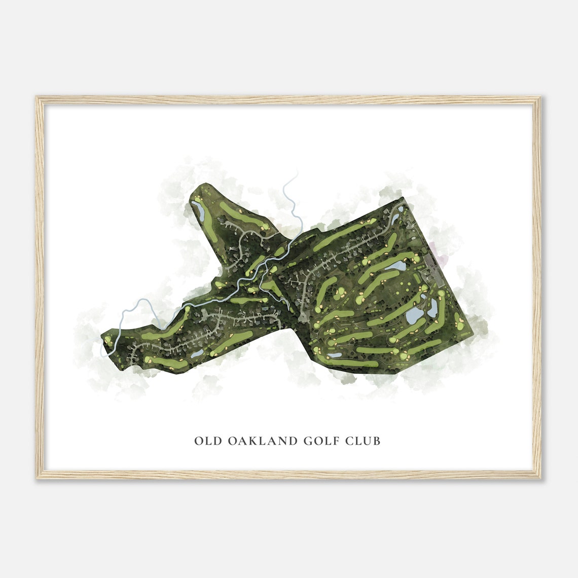 Old Oakland Golf Club Watercolor Aerial Map Course Art Poster - Image 2