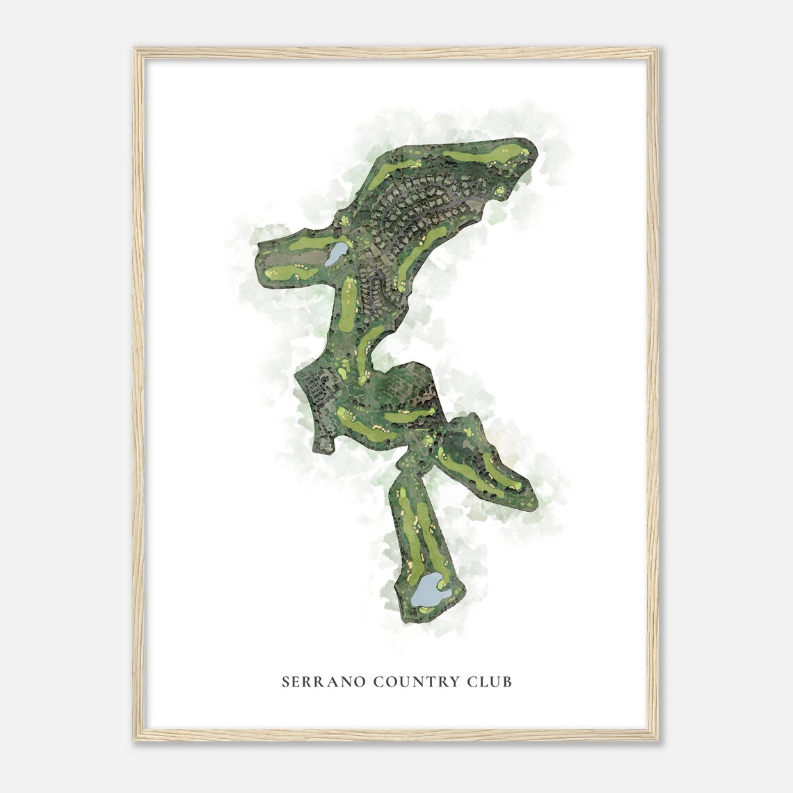 Serrano Country Club California Classic Aerial Watercolor Map Poster