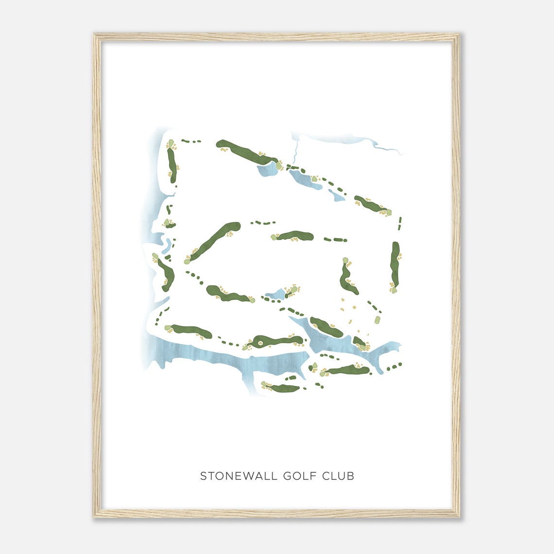 Stonewall Golf Club Modern Watercolor Golf Course Map Poster