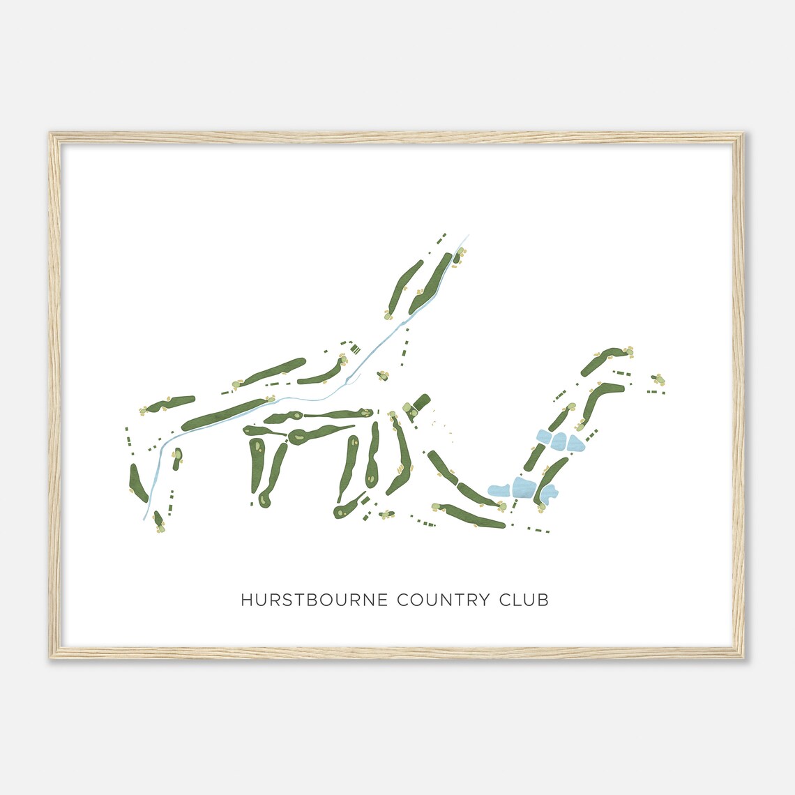 Hurstbourne Country Club Kentucky Modern Watercolor Course Map Poster - Image 2