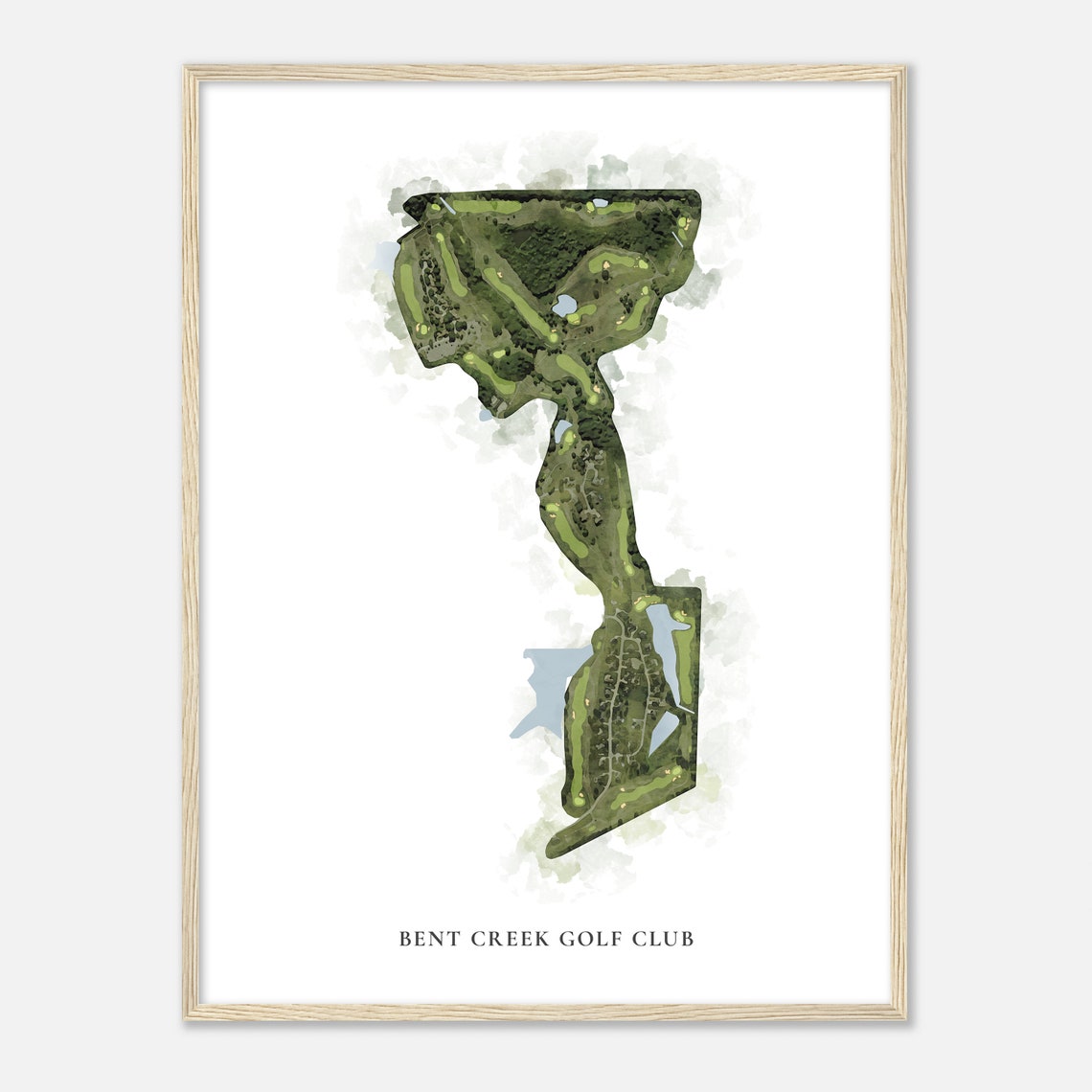 Bent Creek Golf Club Watercolor Aerial Golf Course Map Poster