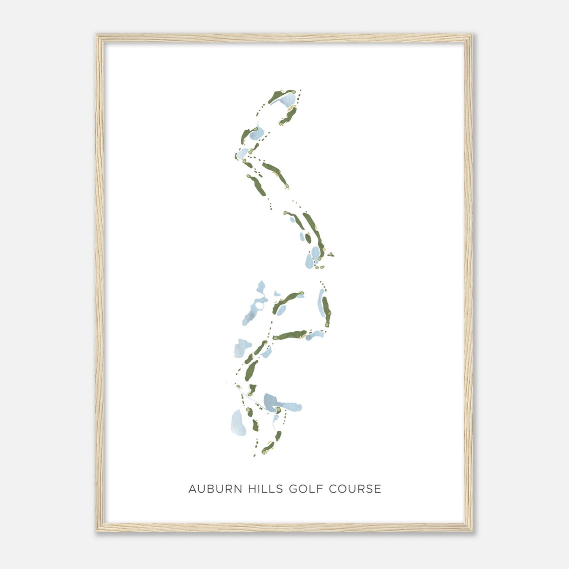 Auburn Hills Golf Course Modern Minimalist Golf Course Map Poster
