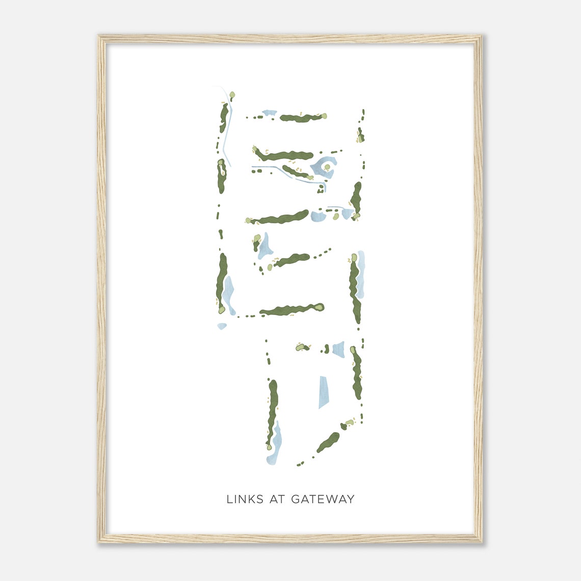 Links at Gateway Golf Course Minimalist Watercolor Map Sports Wall Art