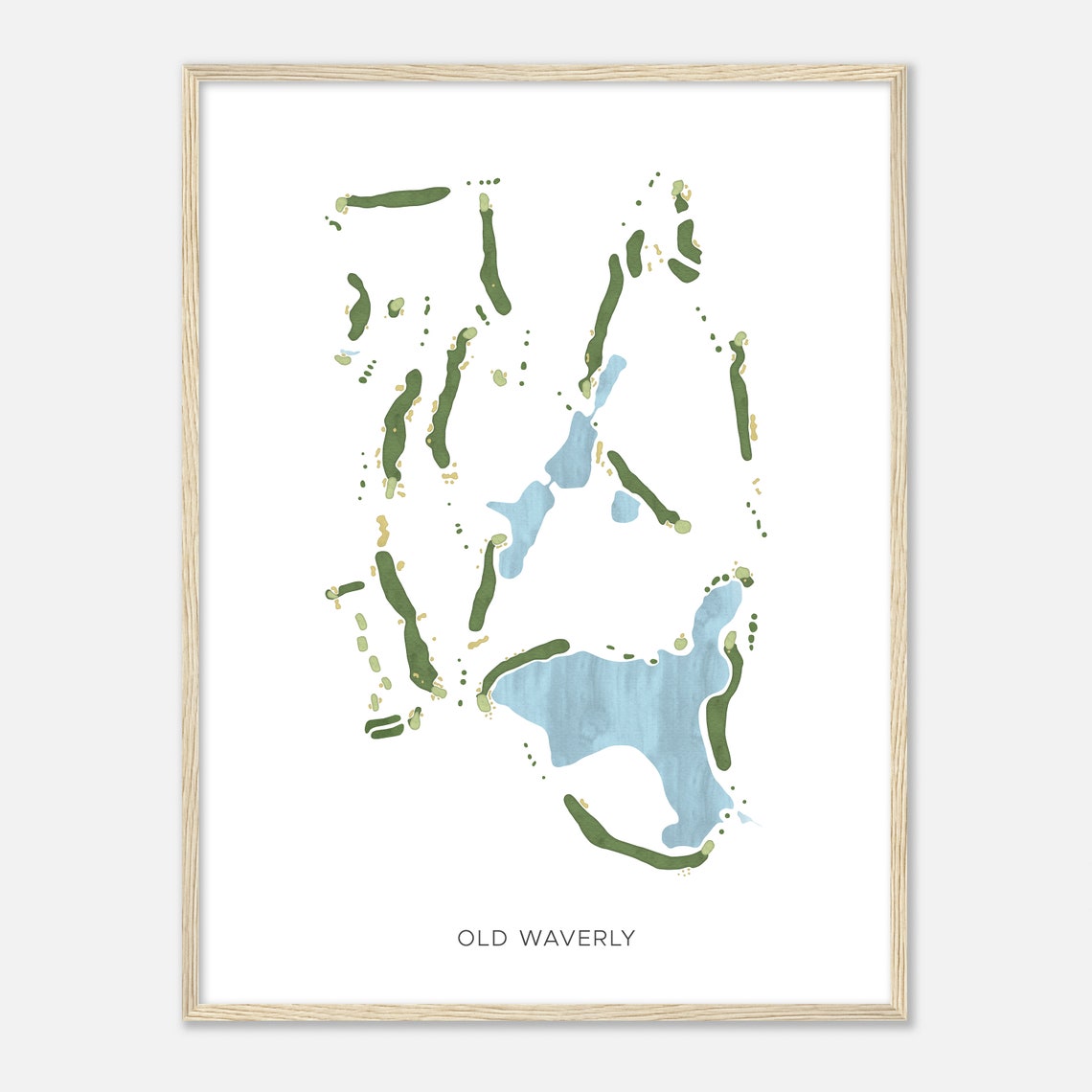 Old Waverly Golf Course Minimalist Layout Fairway Map Poster - Image 2