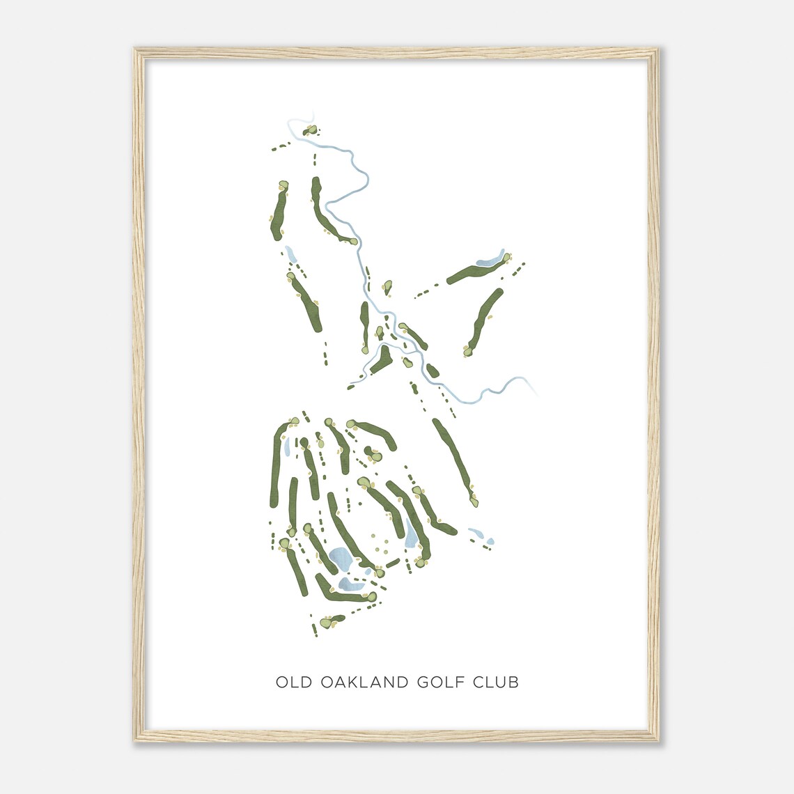 Old Oakland Golf Club Minimalist Watercolor Course Map Sports Wall Art