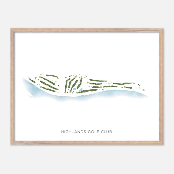 Highlands Golf Club Canada Modern Minimalist Watercolor Map Poster