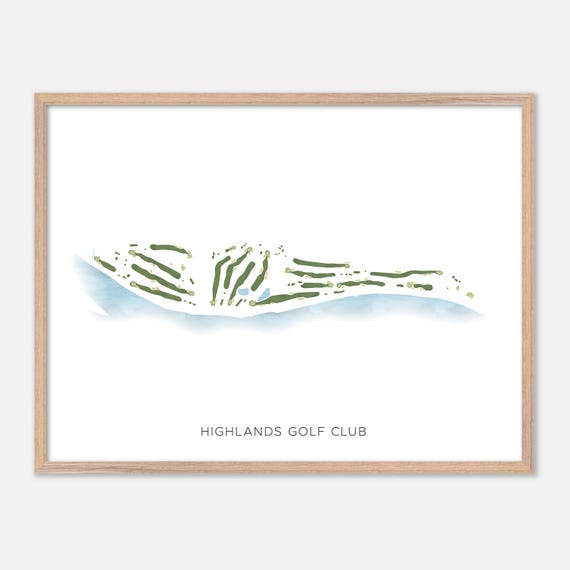 Highlands Golf Club In Canada Modern Watercolor Map Golfer Gift Golf Wall Art Golf Poster Print Course Layout