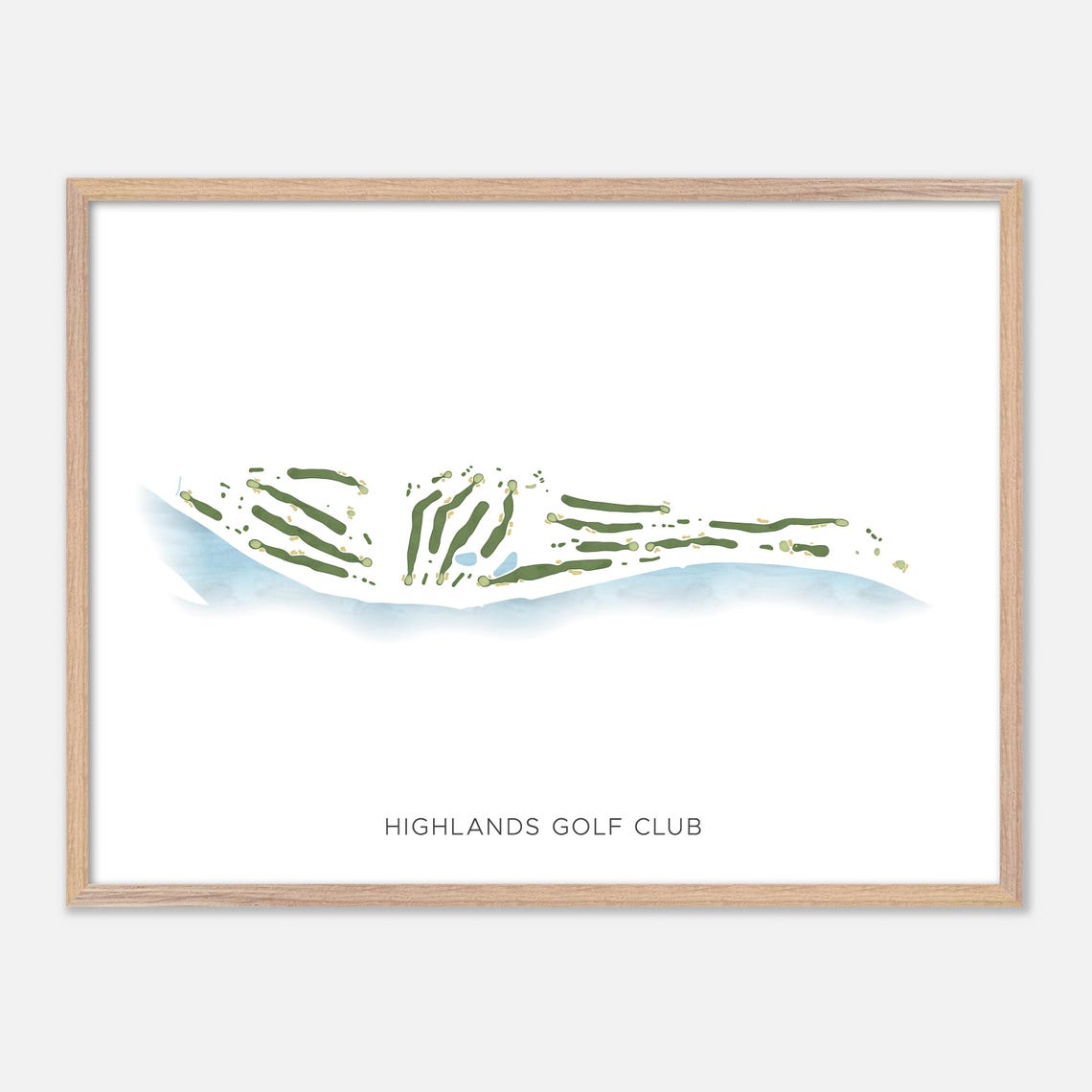 Highlands Golf Club Canada Modern Minimalist Watercolor Map Poster
