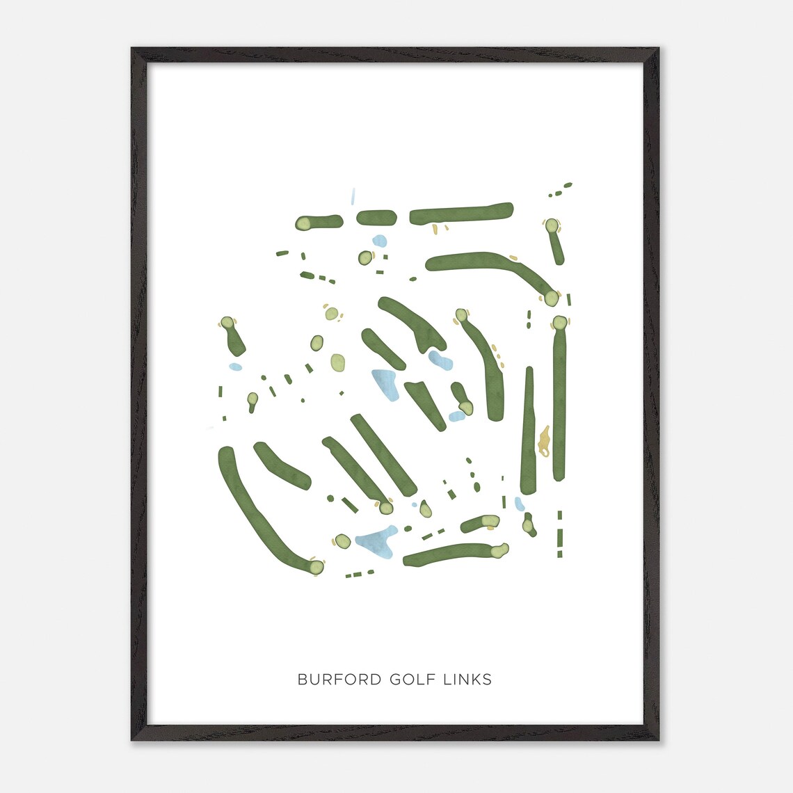 Burford Golf Links Modern Minimalist Watercolor Golf Map Poster - Image 2