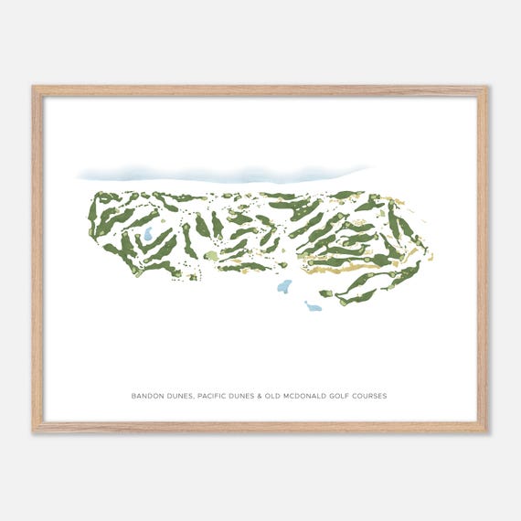 Bandon Dunes Pacific Dunes Old Mcdonald Golf Courses In Bandon Oregon Modern Watercolor Map Golfer Gift Golf Wall Art